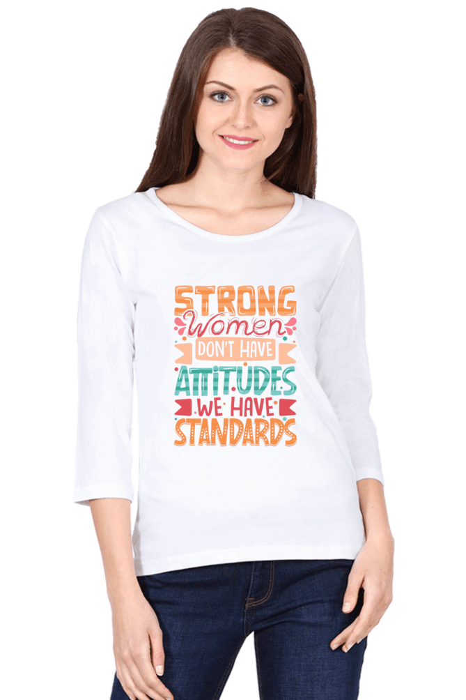 Women Round Neck 3/4 Sleeve T-Shirt