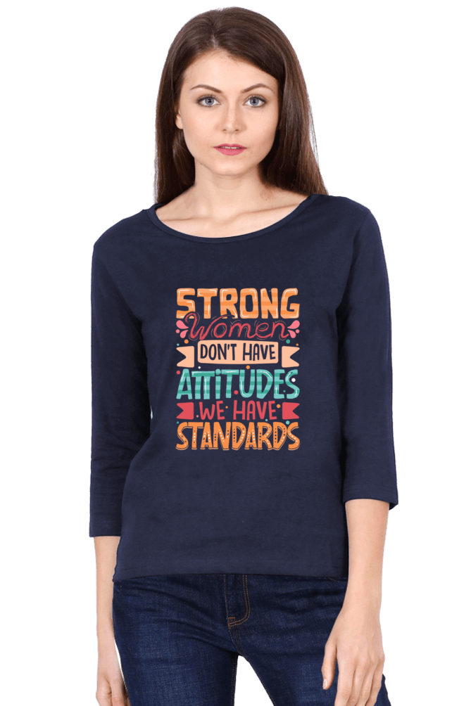 Women Round Neck 3/4 Sleeve T-Shirt