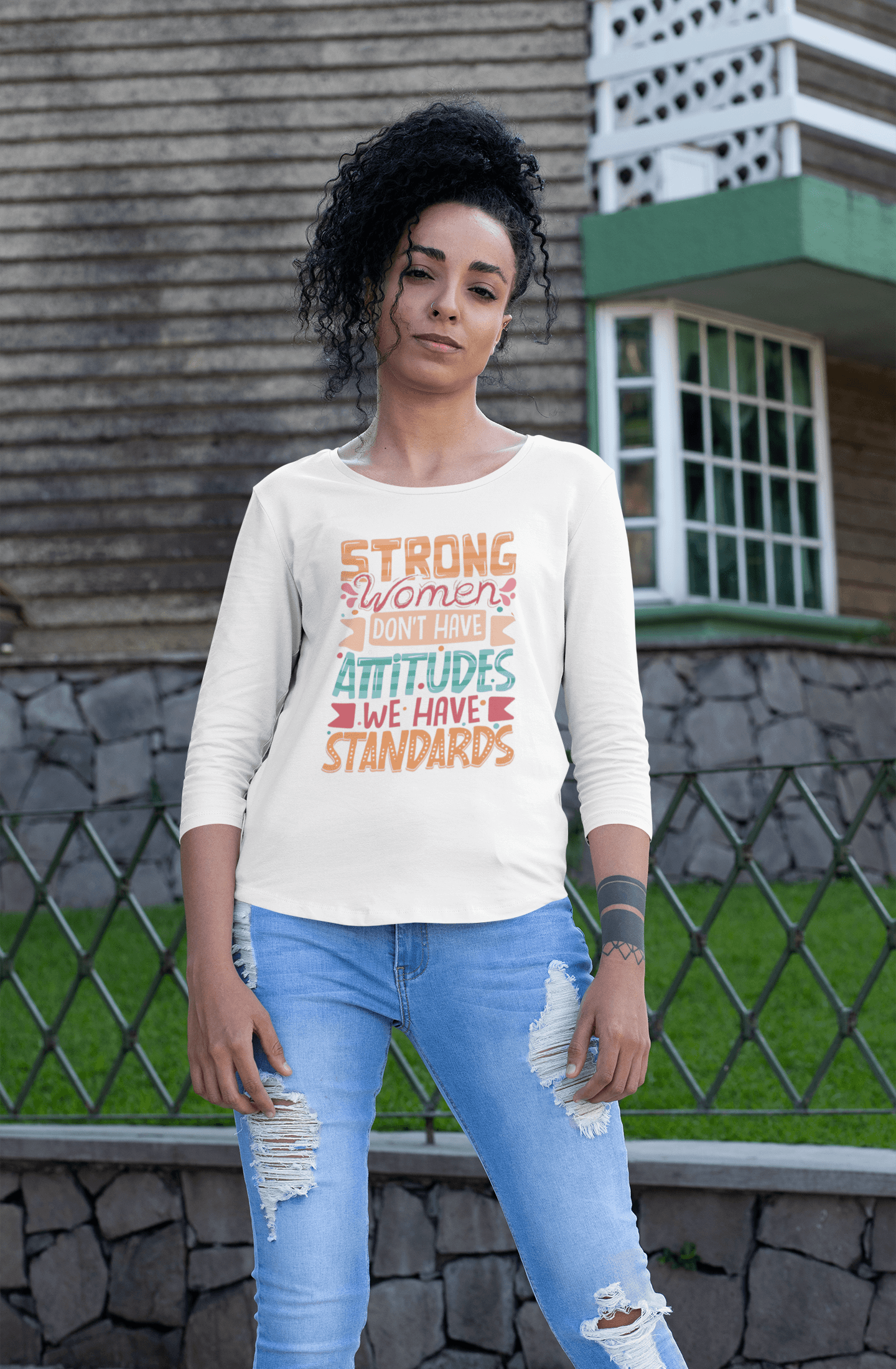 Women Round Neck 3/4 Sleeve T-Shirt